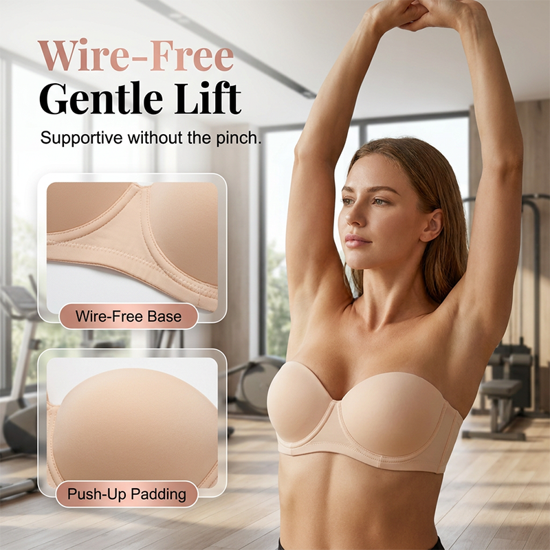 💜Women's Convertible Strapless Minimiser Bandeau Bra Underwire Unlined for Large Bust