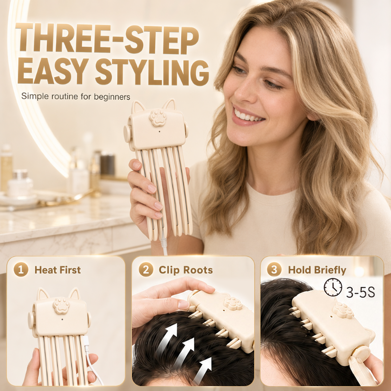 π Wireless Heated Volumizing Root Lift Clip, Portable Travel Hair Styling Tool for Flat Fine Hair