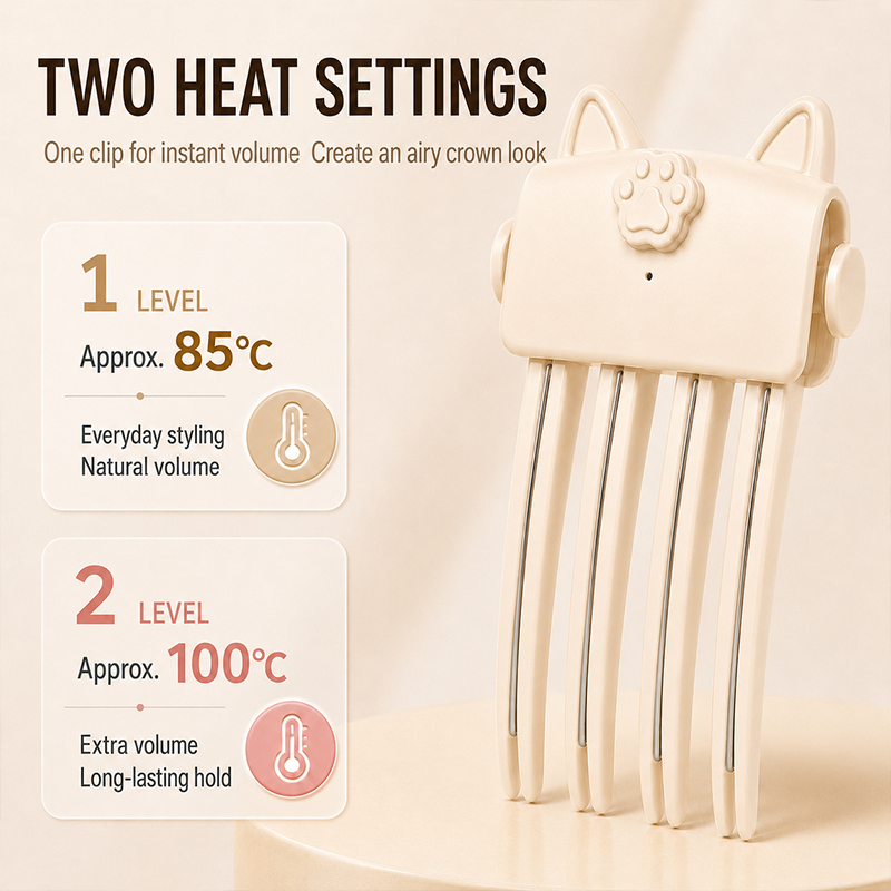 π Wireless Heated Volumizing Root Lift Clip, Portable Travel Hair Styling Tool for Flat Fine Hair