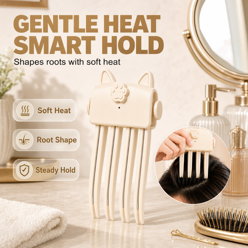π Wireless Heated Volumizing Root Lift Clip, Portable Travel Hair Styling Tool for Flat Fine Hair