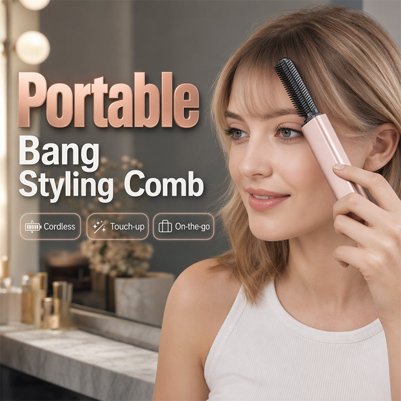 🏆 Last Day Special Price $16.99 !👩Shape hair in 3 seconds! Create gorgeous hairstyles anytime anywhere. 💁Portable Wireless Mini Bang Styling Comb