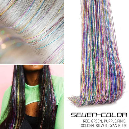 Clip in Hair Tinsel, Pack of 6 Pcs 24 Inch,Glitter Tinsel Hair Extensions 24 Inches, Festival Tinsel Fairy Hair Extension