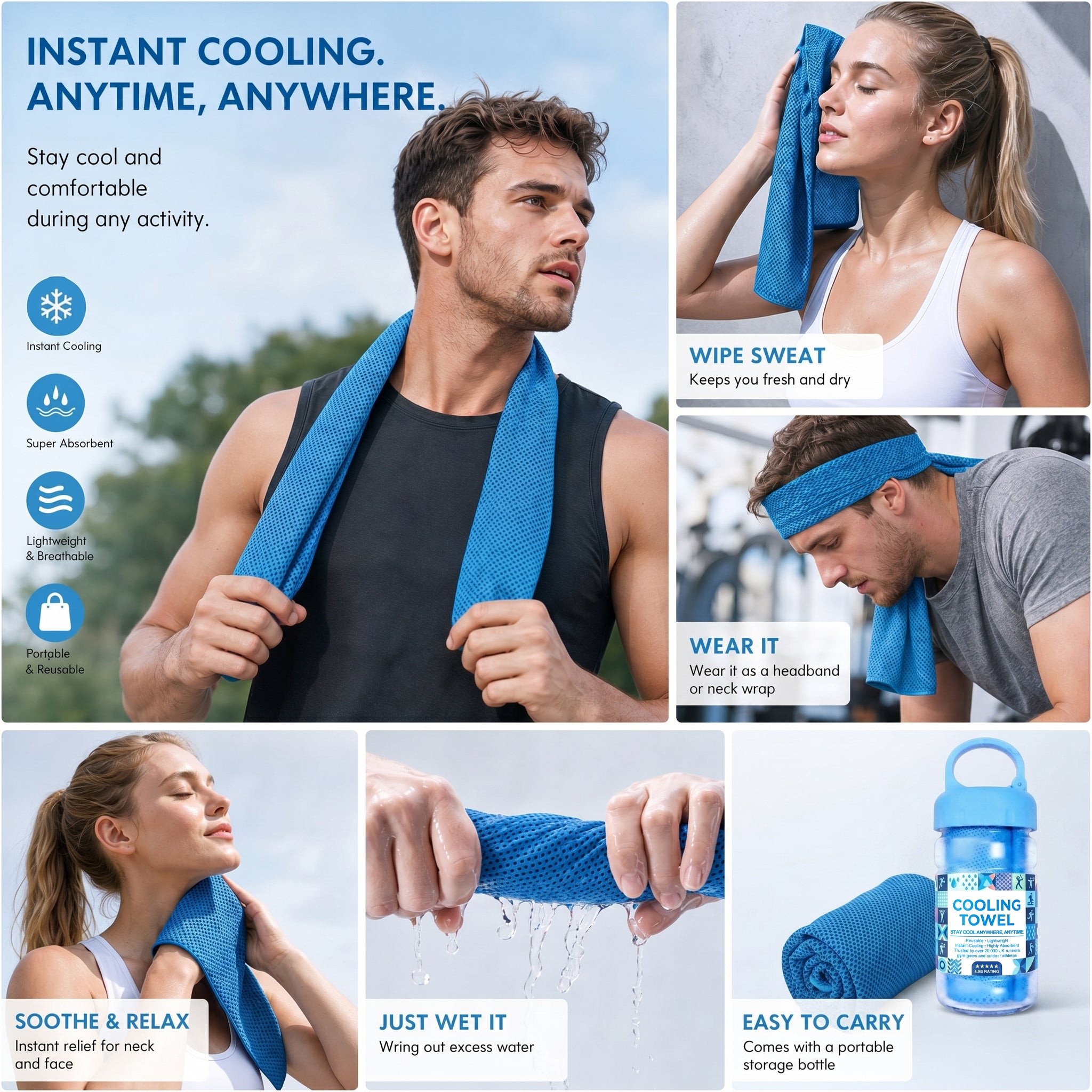 ⏰Last Day Buy 1 Get 1 Free❄💦Cold Sweat Towel You Can Use Anywhere, Anytime! Reusable Soft Absorbent Cooling Portable