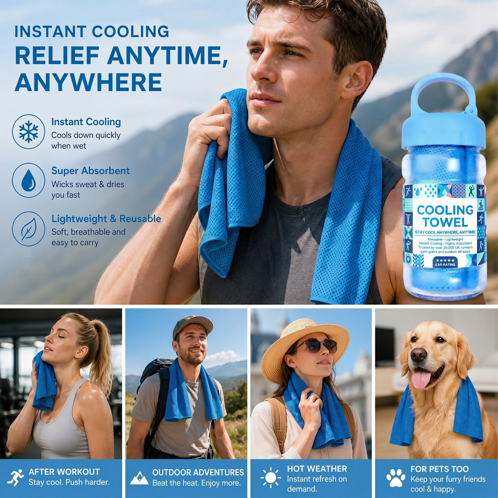 ⏰Last Day Buy 1 Get 1 Free❄💦Cold Sweat Towel You Can Use Anywhere, Anytime! Reusable Soft Absorbent Cooling Portable