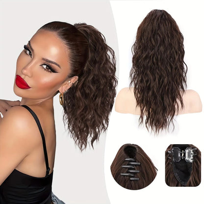 🩷 18 Inch Curly Wavy Frizzy Hair Extension with Ponytail
