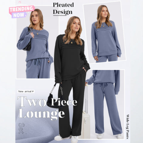 ✨Women's Crew Neck Top & Drawstring Pants Set