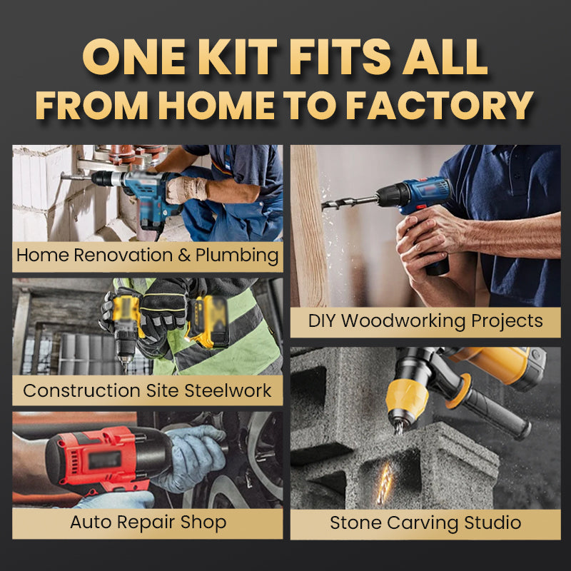 🔥LAST DAY PROMOTION - 50%OFF🔥High-Strength 4-Flute Serrated Eccentric Drill Bit Kit
