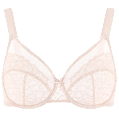 💜Enchante Floral Lace Plus Size Underwire Unlined Unpadded Minimizer Full Coverage Bra Women's Wear Comfortable Breathable Mesh Cup
