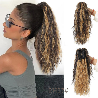 🩷 18 Inch Curly Wavy Frizzy Hair Extension with Ponytail