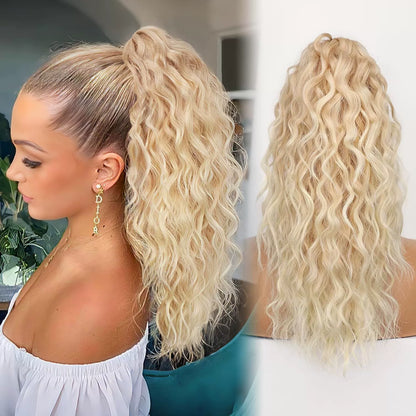🩷 18 Inch Curly Wavy Frizzy Hair Extension with Ponytail