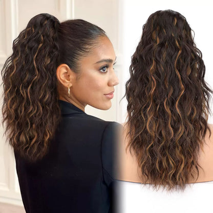 18 Inch Curly Wavy Frizzy Hair Extension with Ponytail