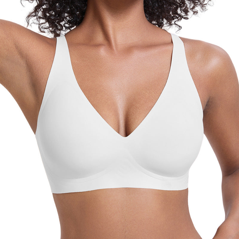 💕Jelly Wireless Womens Comfortable Wireless Bras Push Up Bralettes Seamless Tshirts Bras Deep V Everyday Bras