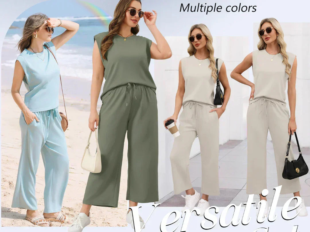 💕2025 Hot Sale 50% OFF🔥2025 New Women's  Sleeveless Top & Wide-Leg Pants 2-Piece Set