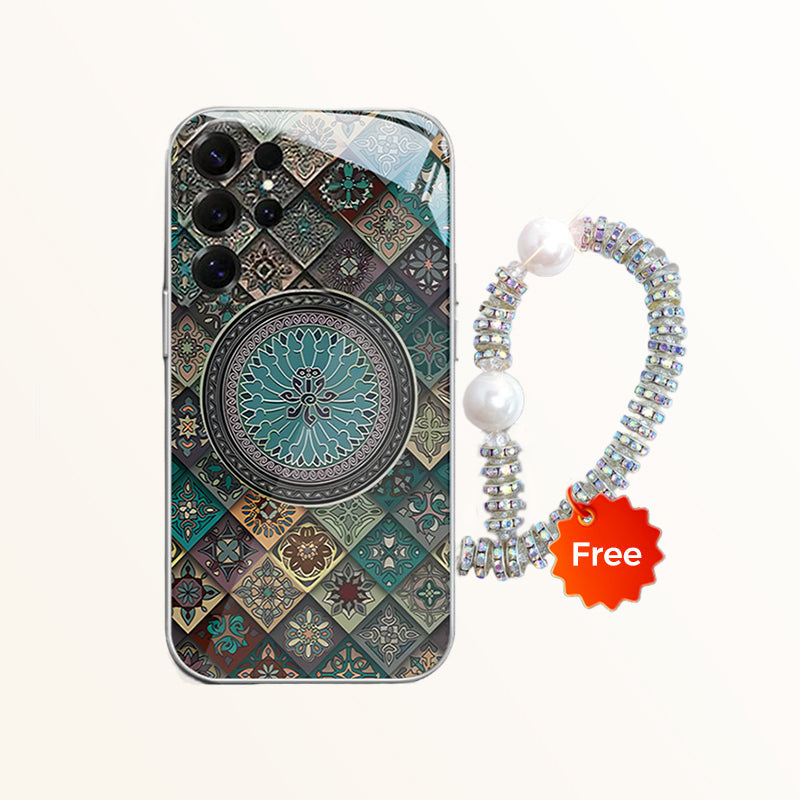 Colorful Blue Lotus Flower Totem Case Cover for Samsung S Series - Get a FREE Exquisite Diamond Bracelet!🔥