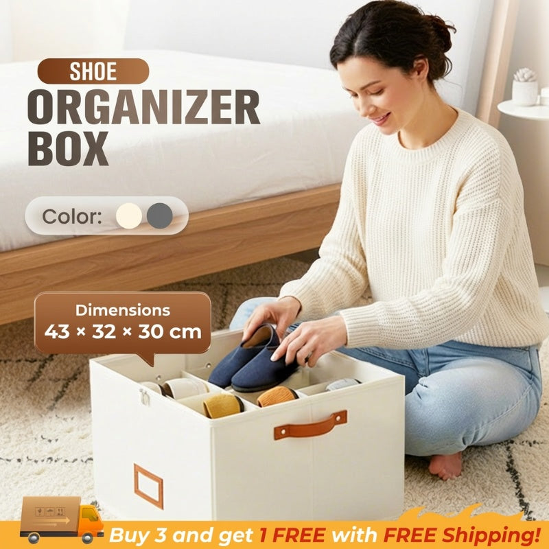 ⏰🔥LIMITED TIME 50% OFF! 👟 Fabric Shoe Organizer Storage Box – Foldable, Large Capacity, Dustproof & Breathable for Closet & Bedroom 🧺✨ zanzzea