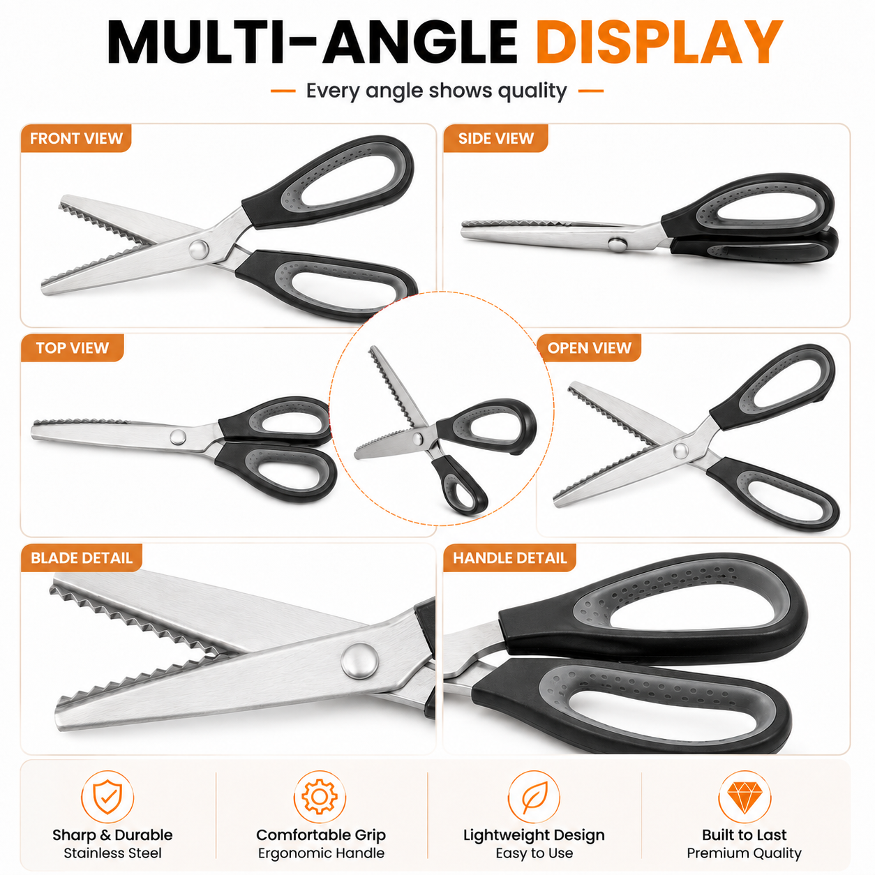 ✂️ Professional Pinking Shears – Sharp Serrated Fabric Scissors for Clean Zigzag Edges