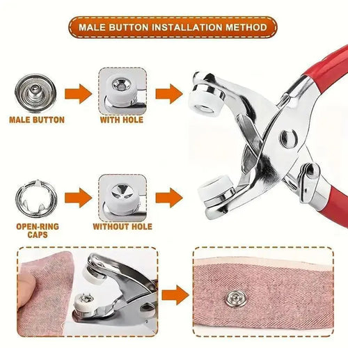 100pcs Invisible Colored Metal Buckle & 1 Count Manual Pressure Pliers
