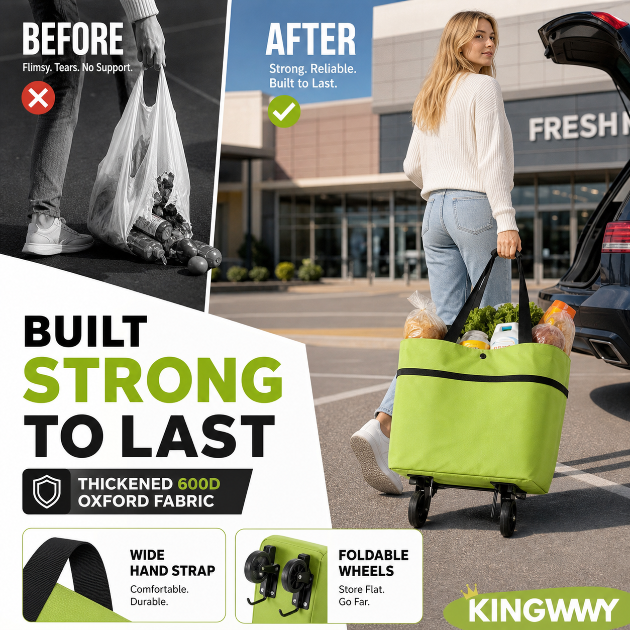 🔥2-in-1 Foldable Shopping Cart🛒