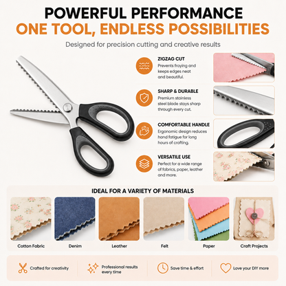 ✂️ Professional Pinking Shears – Sharp Serrated Fabric Scissors for Clean Zigzag Edges