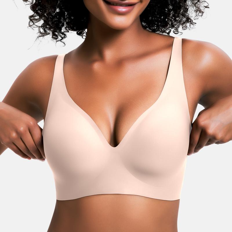 Conjunto de 2 Piezas 💕 Sujetadores inalámbricos para mujer, cómodos, tipo bralette push-up, sin costuras, escote en V profundo, ideales para el uso diario