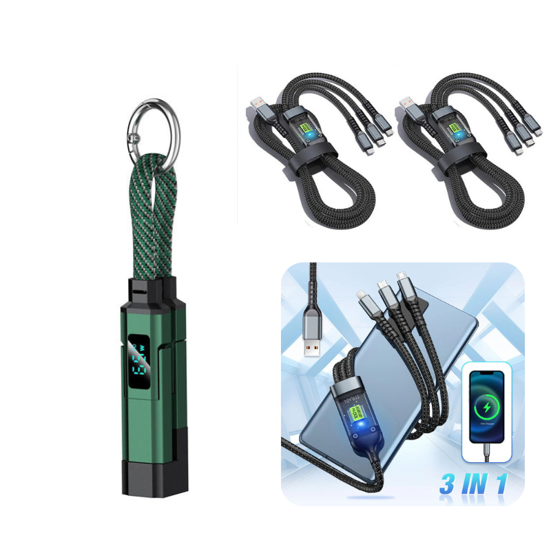 🔥4-in-1 Digital Display Keychain Charging Cable