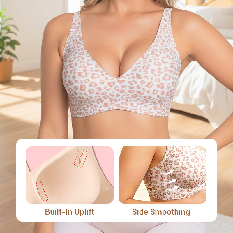 🌷Jelly Wireless Womens Comfortable Wireless Bras Push Up Bralettes Seamless Tshirts Bras Deep V Everyday Bras