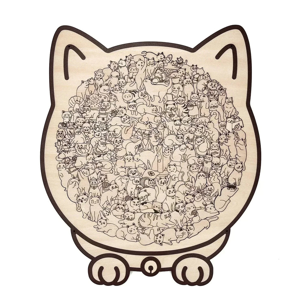 🎅135-Piece Morandi-Colored Cat Shaped Wooden Jigsaw Puzzle
