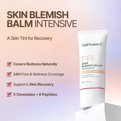 Cell Fusion C Skin Blemish Balm Intensive | Skin Tint for Recovery | 5 Ceramides & 6 Peptides | Buildable Tone-Up Coverage | Korean BB Cream