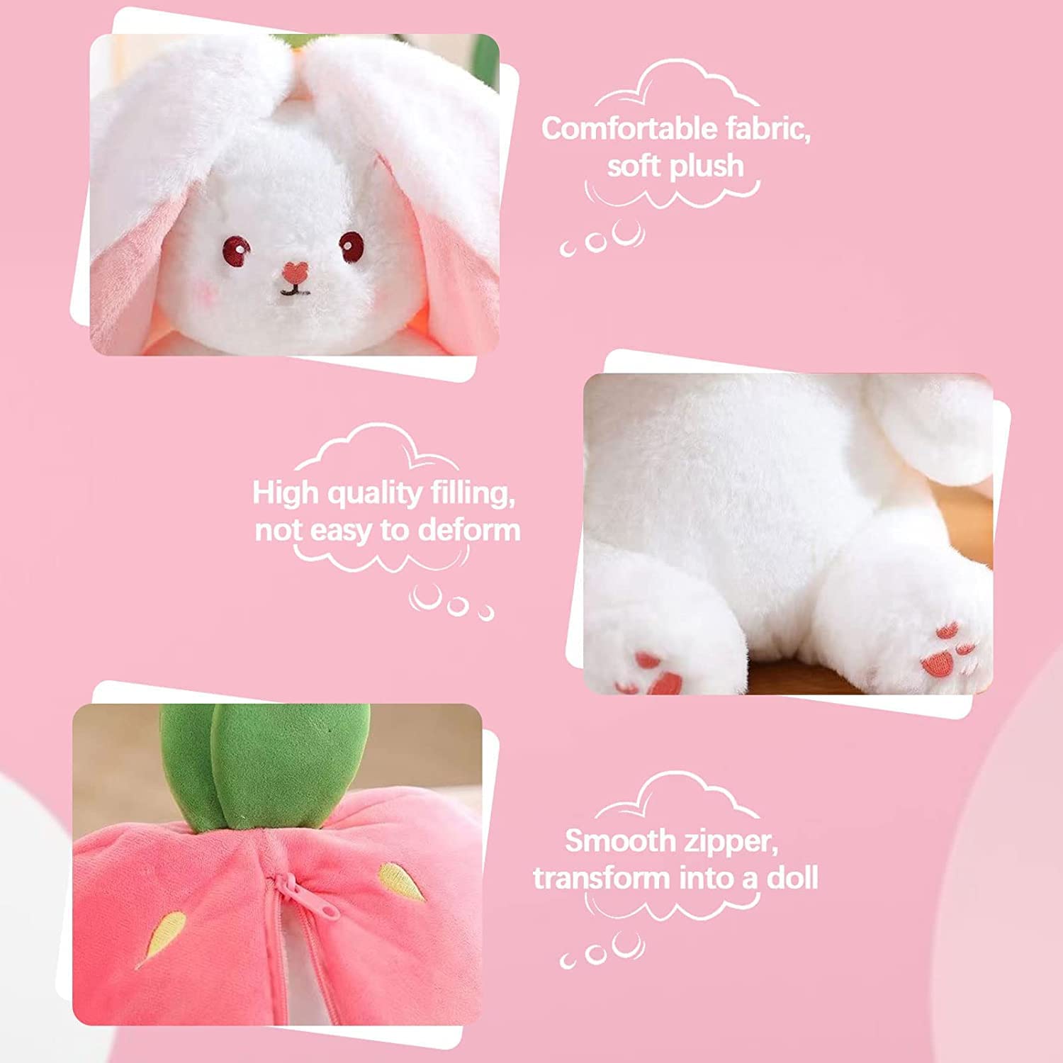 🍓 LAST DAY PROMOTION - 50%OFF🍓Strawberry Bunny Transformed into Little Rabbit🎀 Fruit Doll Plush Toy🐰