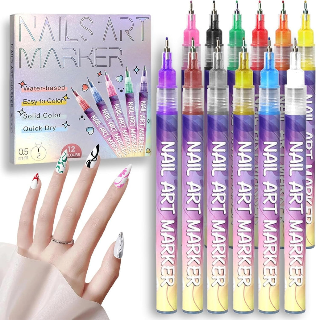 🎅Xmas Sales - 50% OFF🎄🎨12 Colors Nail Art Pens Set