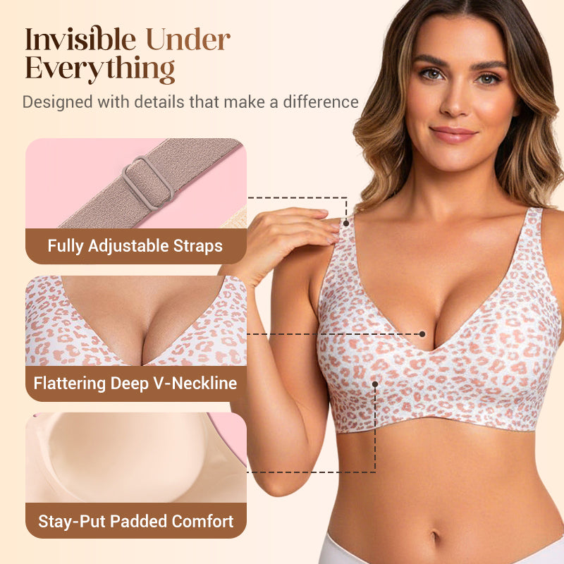 Conjunto de 2 Piezas 💕 Sujetadores inalámbricos para mujer, cómodos, tipo bralette push-up, sin costuras, escote en V profundo, ideales para el uso diario