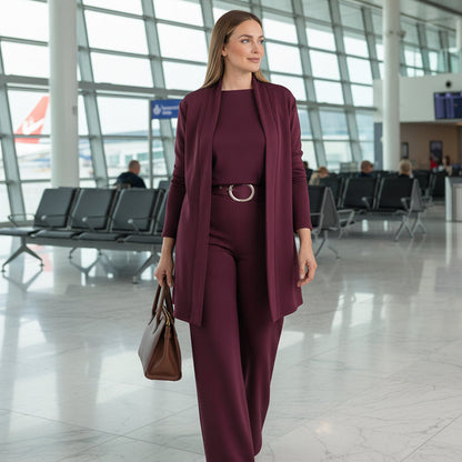 ✈️Free shipping worldwide⏳Time-Limited Special⏰Elegant 3-piece set including long cardigan, top and pants💞