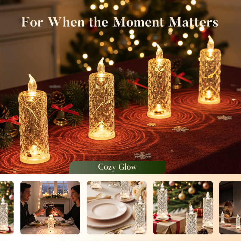 🎅Xmas Sales - 50% OFF🎄Set of 4 LED Crystal Candle Lights- Romantic Tabletop Night Lights