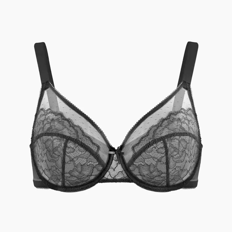 💜Enchante Floral Lace Plus Size Underwire Unlined Unpadded Minimizer Full Coverage Bra Women's Wear Comfortable Breathable Mesh Cup