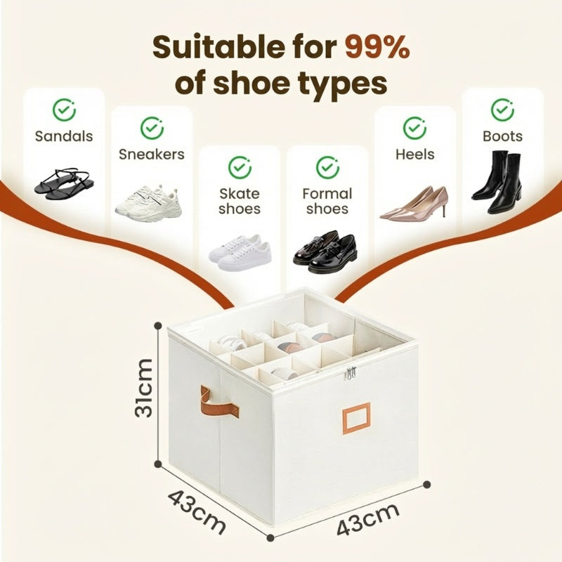 ⏰🔥LIMITED TIME 50% OFF! 👟 Fabric Shoe Organizer Storage Box – Foldable, Large Capacity, Dustproof & Breathable for Closet & Bedroom 🧺✨