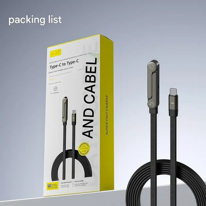 ⚡ Invisible Holder Charger Cable with Stand – Hidden Bracket Design, Fast Charging Support, Tangle-Free & Durable 📱