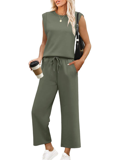 💕2025 Hot Sale 50% OFF🔥2025 New Women's  Sleeveless Top & Wide-Leg Pants 2-Piece Set