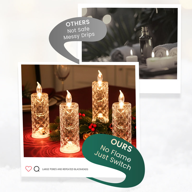 🎅Xmas Sales - 50% OFF🎄Set of 4 LED Crystal Candle Lights- Romantic Tabletop Night Lights