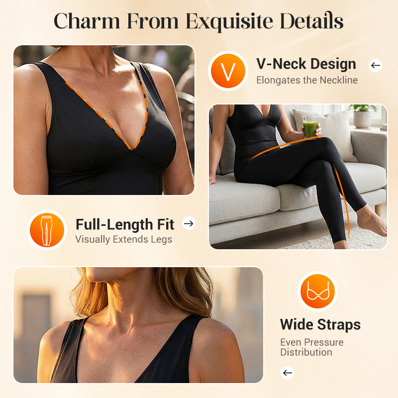 💞50K+ SOLD!🌸High-Stretch V-Neck Jumpsuit – All-day ease for fitness & beyond. Breathable, flexible & effortlessly chic. Your go-to for movement. 🧘‍♀️💫