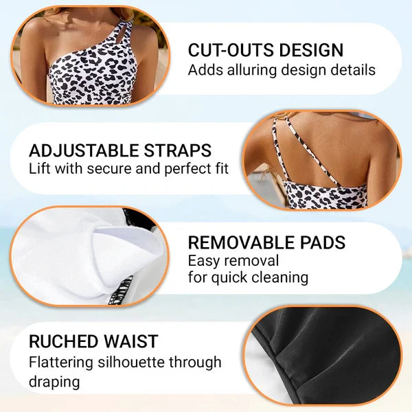 💖LAST DAY SPECIAL PRICE: ￡13.99!!💖Women's Cutout One Shoulder One Piece Swimsuit👙