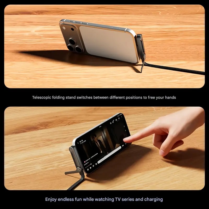 ⚡ Invisible Holder Charger Cable with Stand – Hidden Bracket Design, Fast Charging Support, Tangle-Free & Durable 📱