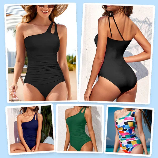 💖LAST DAY SPECIAL PRICE: ￡13.99!!💖Women's Cutout One Shoulder One Piece Swimsuit👙
