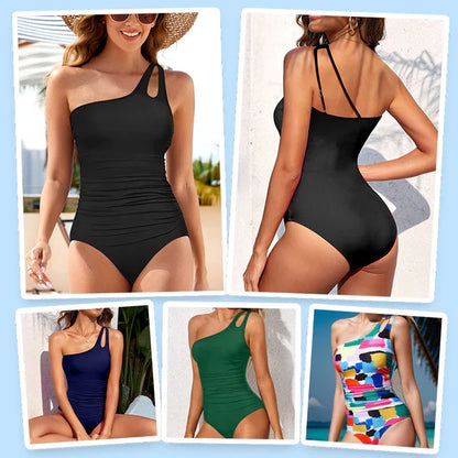 💖LAST DAY SPECIAL PRICE: ￡13.99!!💖Women's Cutout One Shoulder One Piece Swimsuit👙