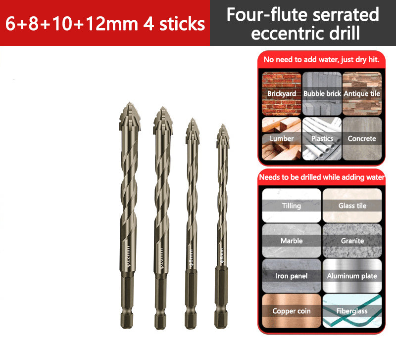 🔥LAST DAY PROMOTION - 50%OFF🔥High-Strength 4-Flute Serrated Eccentric Drill Bit Kit