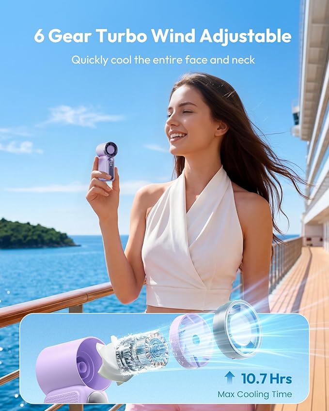 ❄️ ❄️Turbo Handheld Fan – 16900 RPM, 6 speeds, LED display