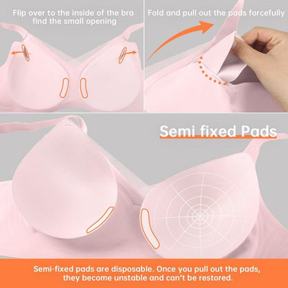 💜 LAST DAY PROMOTION - 50%OFF💜Women's Wireless V-Neck Crossover Mesh Seamless Push-Up Bra