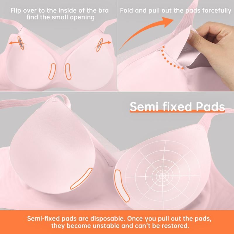 💜 LAST DAY PROMOTION - 50%OFF💜Women's Wireless V-Neck Crossover Mesh Seamless Push-Up Bra