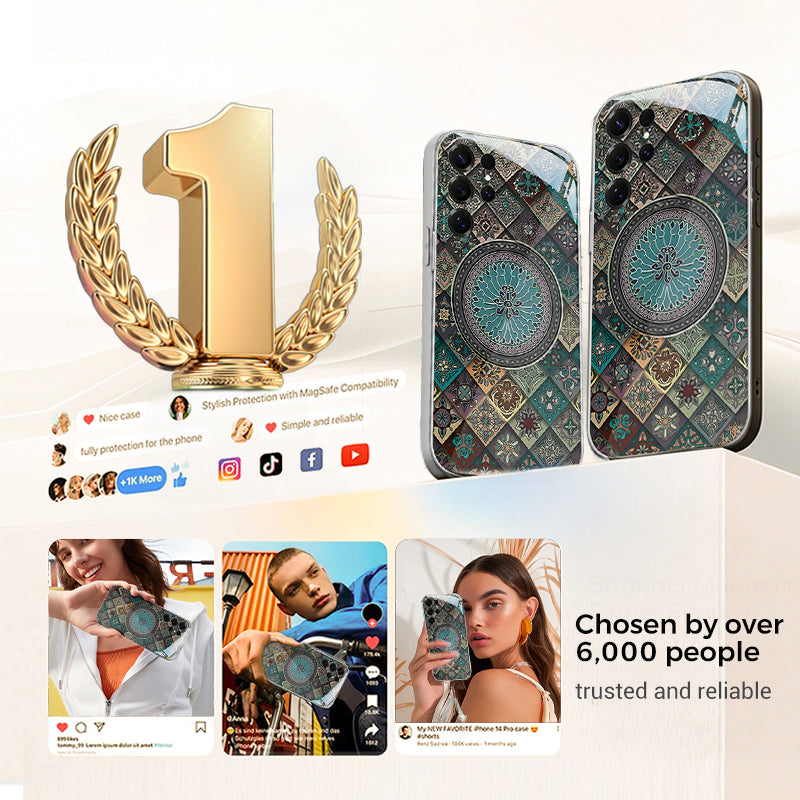 Colorful Blue Lotus Flower Totem Case Cover for Samsung S Series - Get a FREE Exquisite Diamond Bracelet!🔥