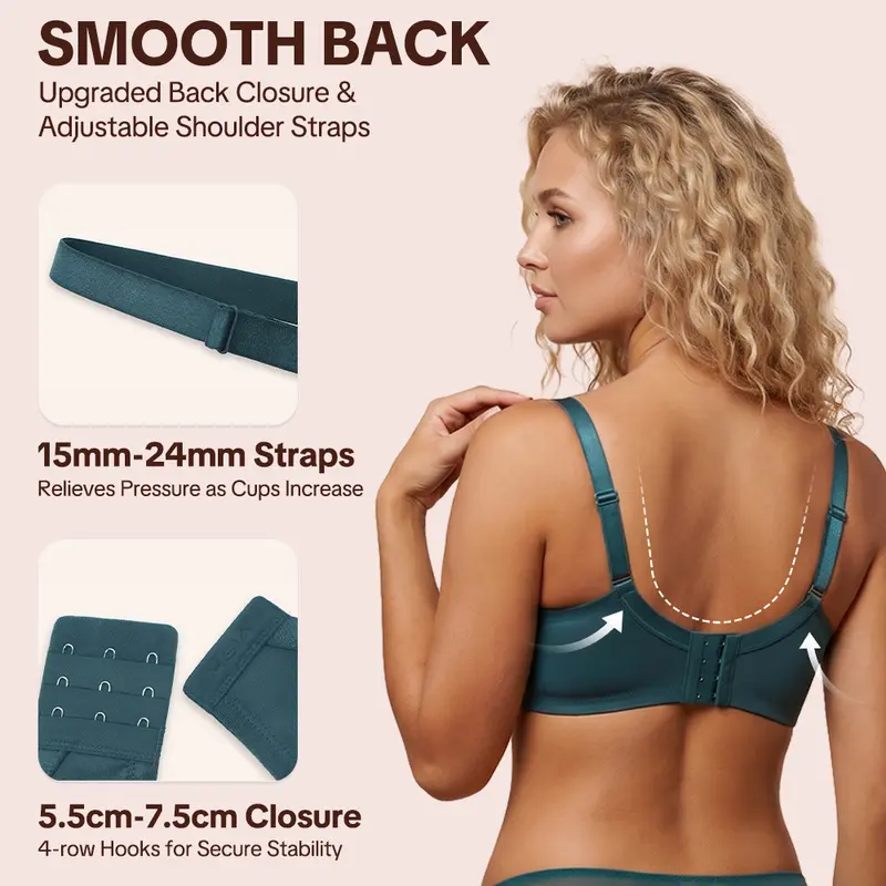 💞Enchante Floral Lace Plus Size Underwire Unlined Unpadded Minimizer Full Coverage Bra Women's Wear Comfortable Breathable Mesh Cup