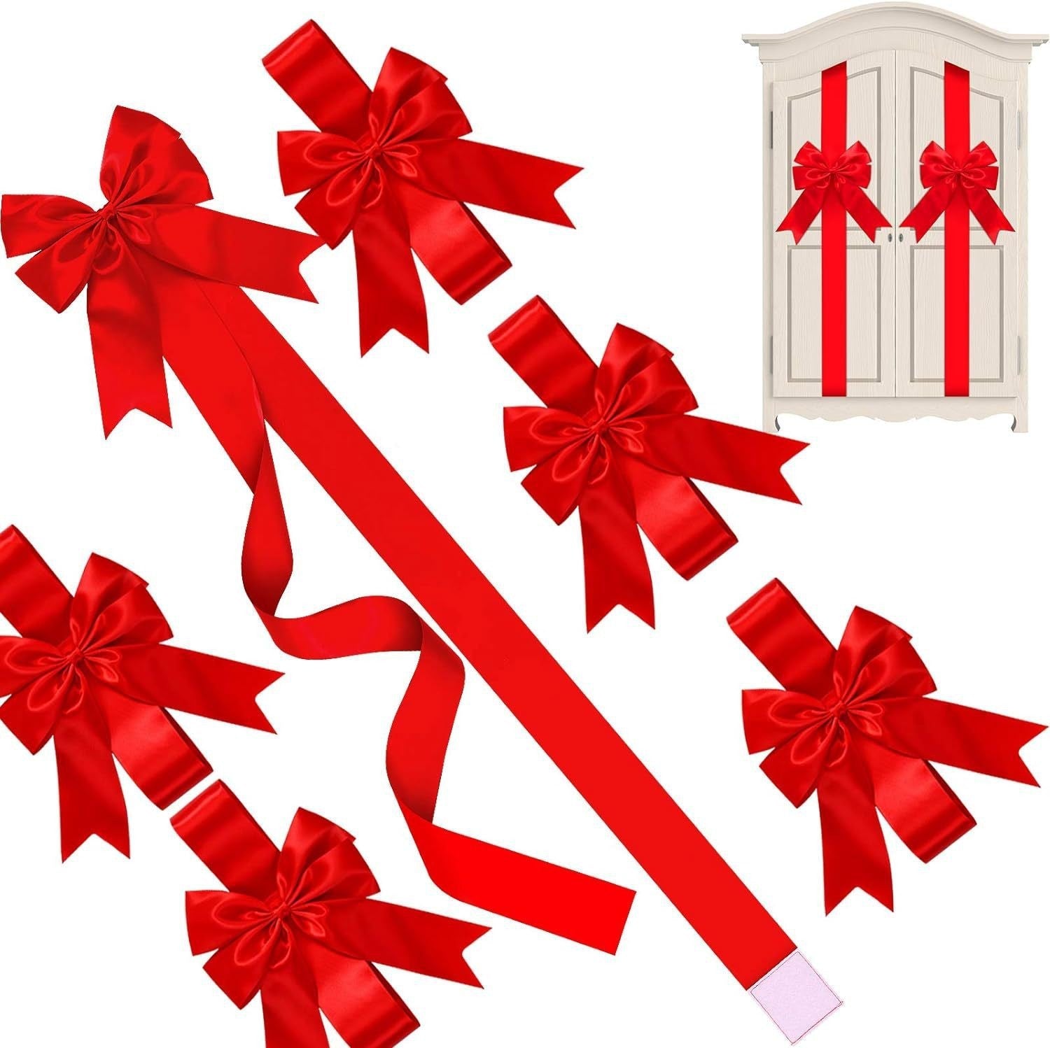 🎅Xmas Sales - 50% OFF🎄Christmas Special Offer-Large Christmas Cabinet Door Ribbon Bow